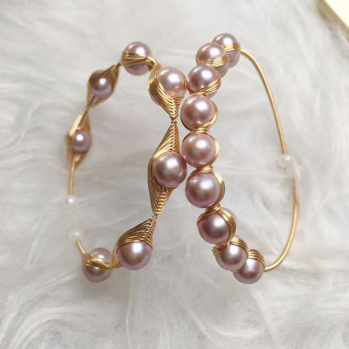 women's trendy bangle bracelets-Fashion Round Freshwater Pearl Bangle 1 Piece