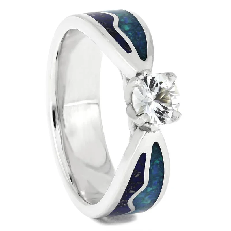 women's engagement rings-Unique Blue Engagement Ring, Sapphire Ring