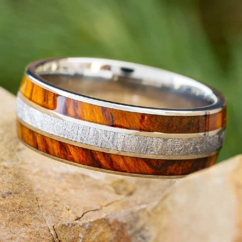 women's minimalist engagement rings-Ironwood and Meteorite Men's Wedding Band