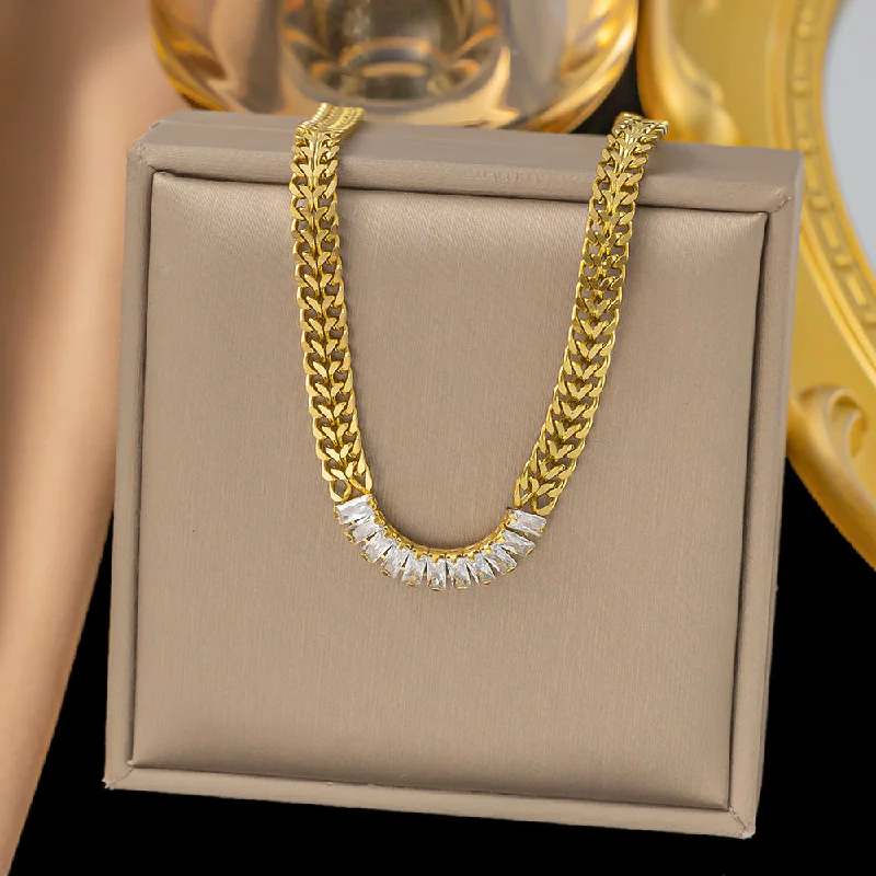 White Diamond Necklace Gold