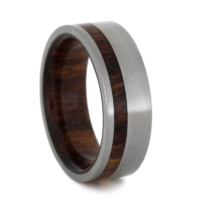 women's lab-grown diamond engagement rings-Honduran Rosewood Wedding Band with Titanium