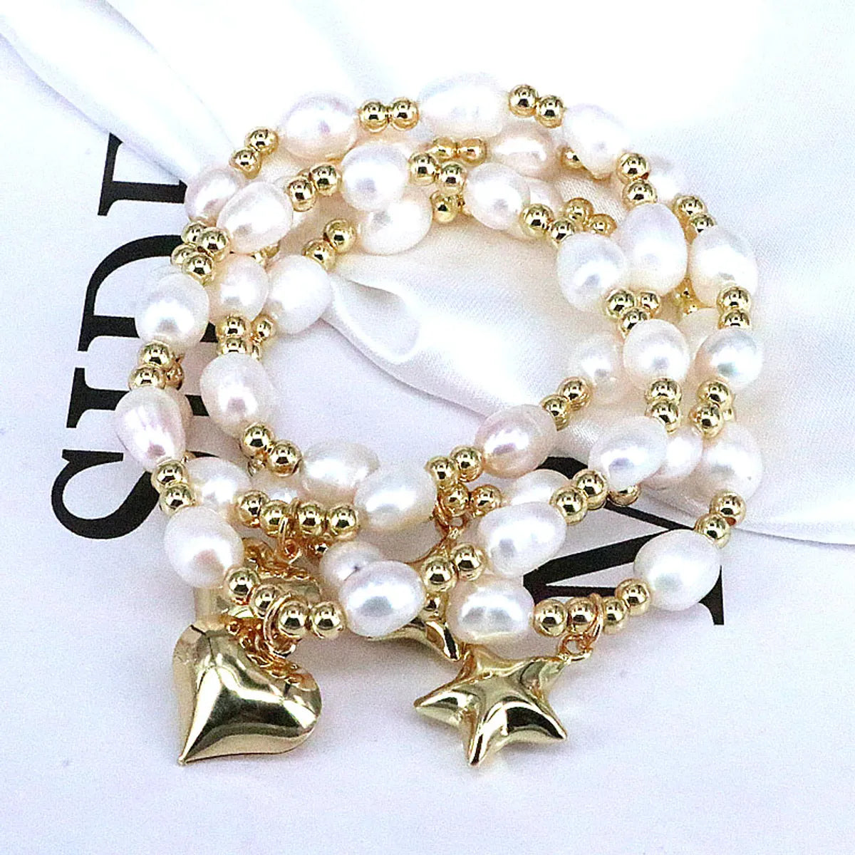 women's luxury bracelets-1 Piece Ins Style Star Heart Shape Copper Pearl Plating Bracelets