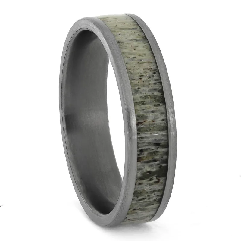 women's infinity love engagement rings-Deer Antler Men's Wedding Band with Brushed Finish