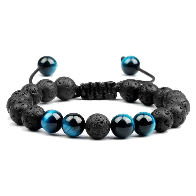 Volcanic Rock Tiger-Eye Blue Bracelet