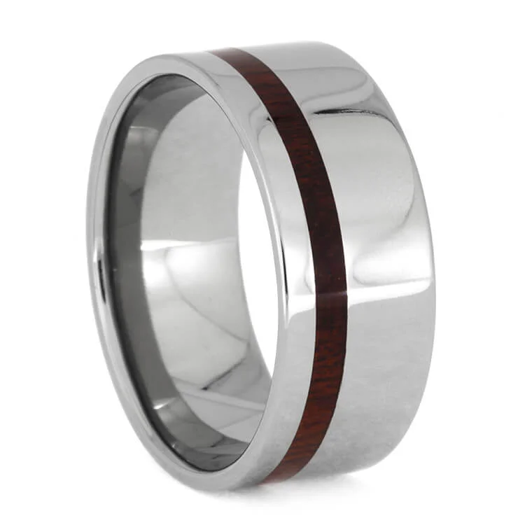 women's engraved engagement rings-Titanium Men's Wedding Band with Bloodwood