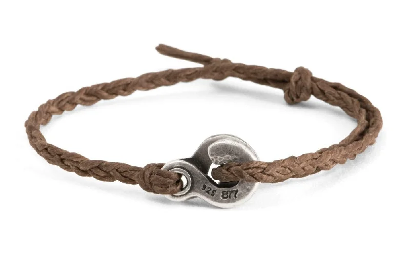 women's minimalist chain bracelets-#132 - Men’s bracelet Canvas Double Hook brown