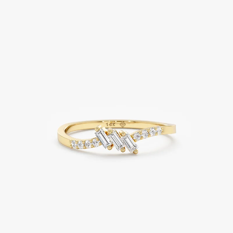 women's modern engagement rings-Tilted Baguette Diamond Ring, Judith