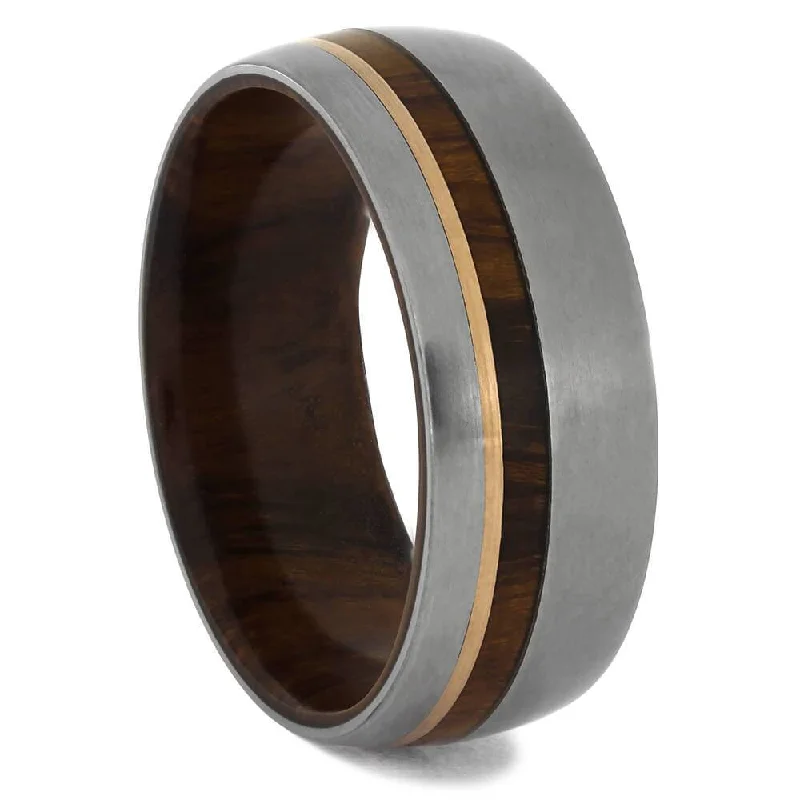 women's antique engagement rings-Ironwood Wedding Band with Rose Gold