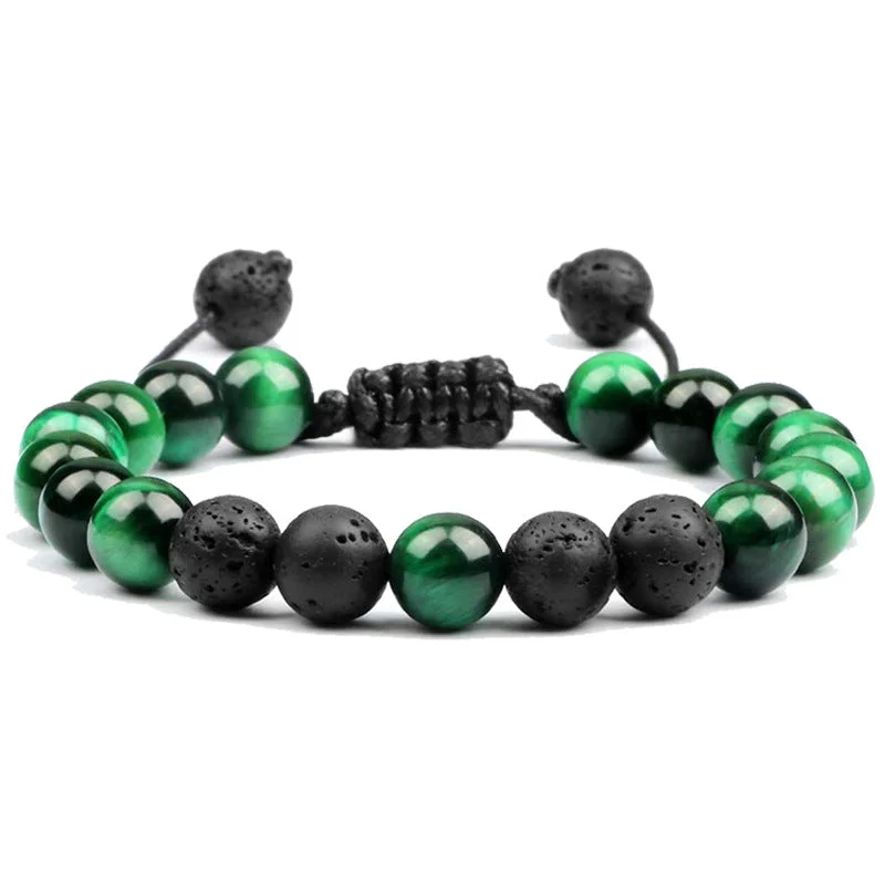 Green Tiger Eye Volcanic Stone Bracelet