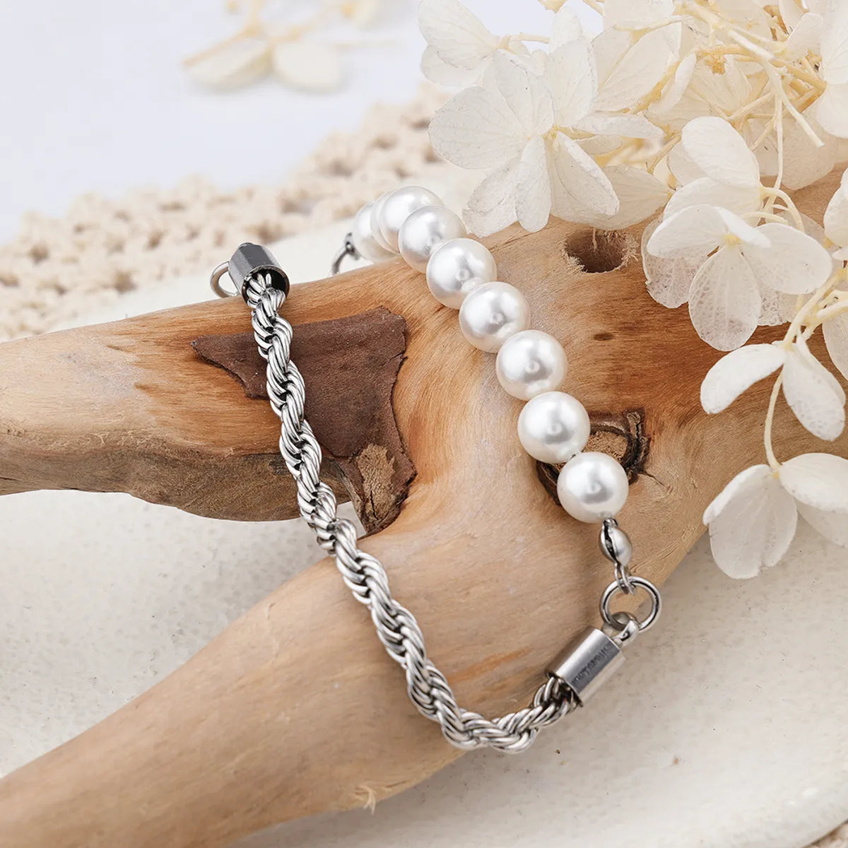 women's handmade bracelets-Stainless Steel Artificial Pearl IG Style Geometric Bracelets