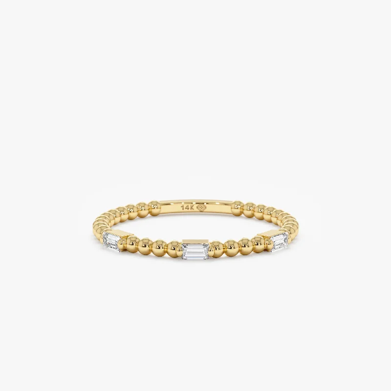 women's minimalist engagement rings-Beaded Baguette Diamond Ring, Samara