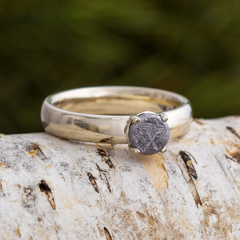 women's ethically sourced rings-Solitaire Meteorite Stone Engagement Ring