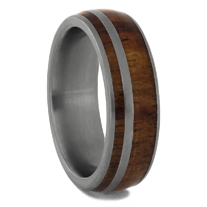 women's lab-grown diamond engagement rings-Women's Tulipwood Wedding Band in Matte Titanium