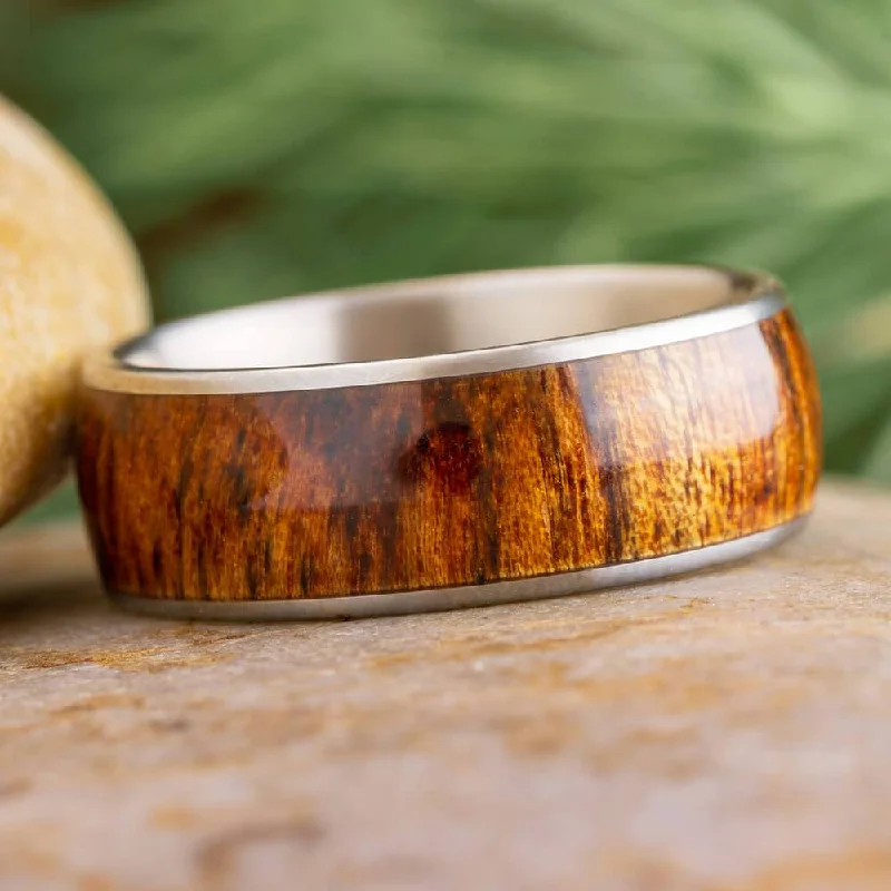 women's zodiac rings-Exotic Rosewood Ring for Men in Titanium