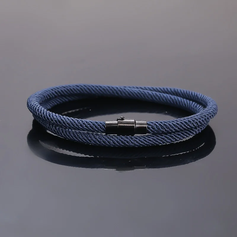 Navy Blue Rope Black Magnet Buckle