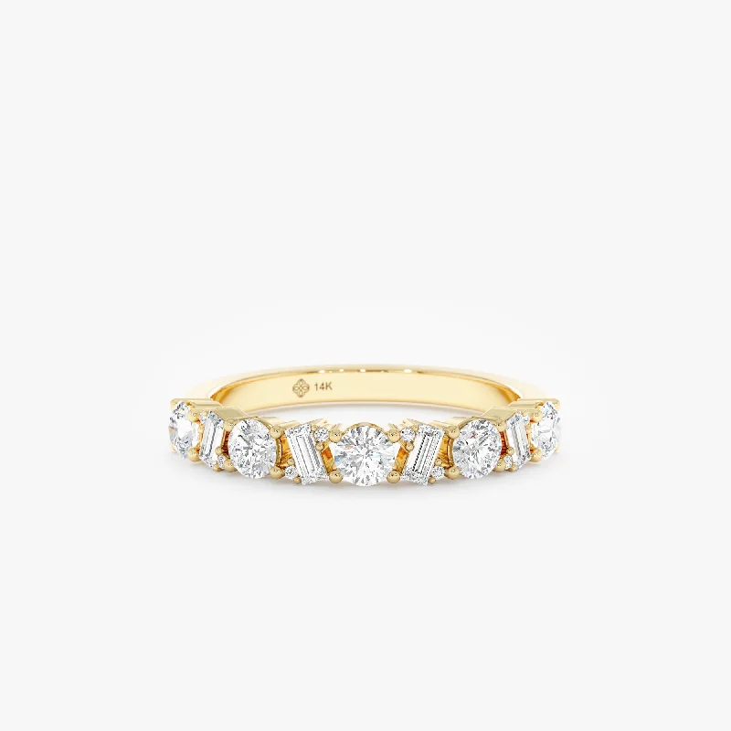 women's pear shaped engagement rings-Cluster Set Round and Baguette Diamond Ring, Mesa