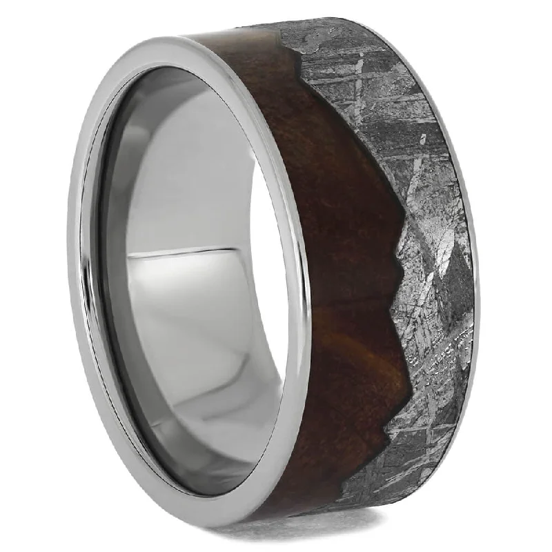 women's boho engagement rings-Mountain Wedding Band with Meteorite & Cedar