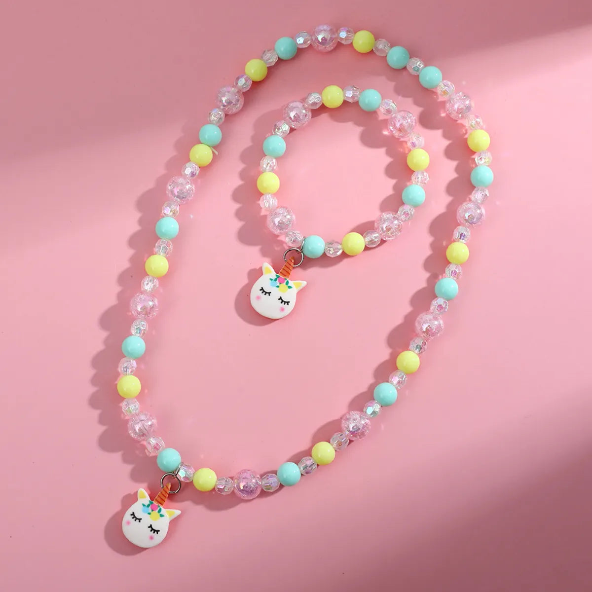 women's best friend bracelets-Cartoon Style Unicorn Plastic Resin Beaded Pendant Necklace Bracelets