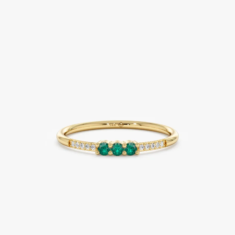 women's emerald engagement rings-Natural Emerald and Diamond Ring, Jamie