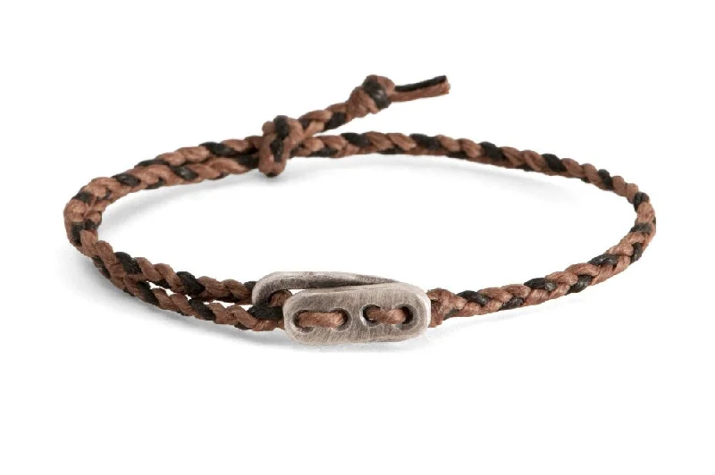 women's adjustable bracelets-#124 - Men’s bracelet Canvas Sterling Silver toggle brown black