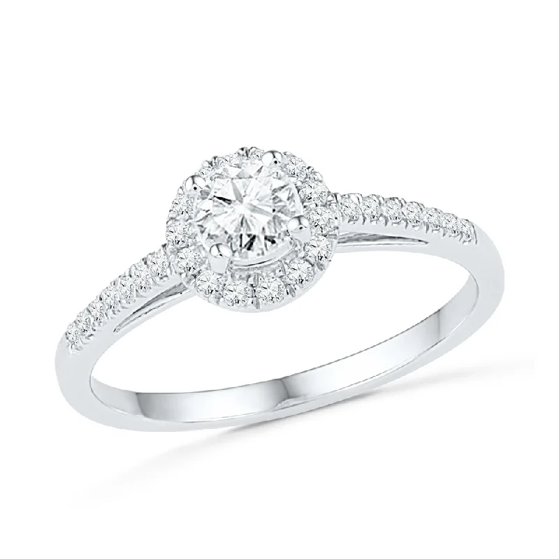 women's hypoallergenic engagement rings-Brilliant, Round Cut Halo Engagement Ring