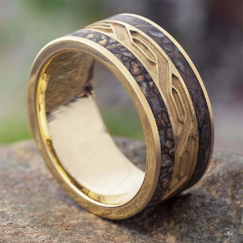 women's glamorous engagement rings-Dinosaur Bone Wedding Band with Celtic Pattern