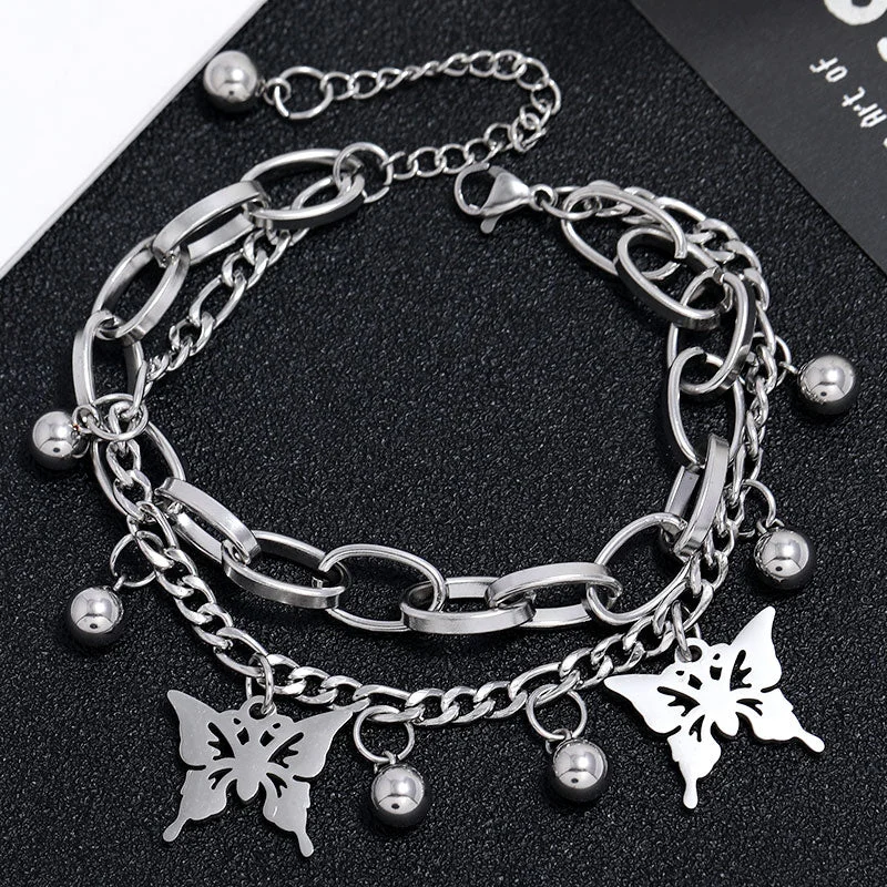 women's zodiac bracelets-Novelty Butterfly Stainless Steel