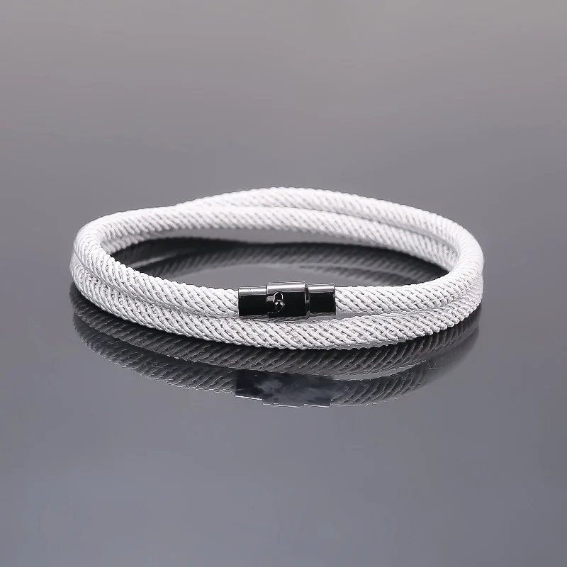 Silver Gray Rope Black Magnet Buckle