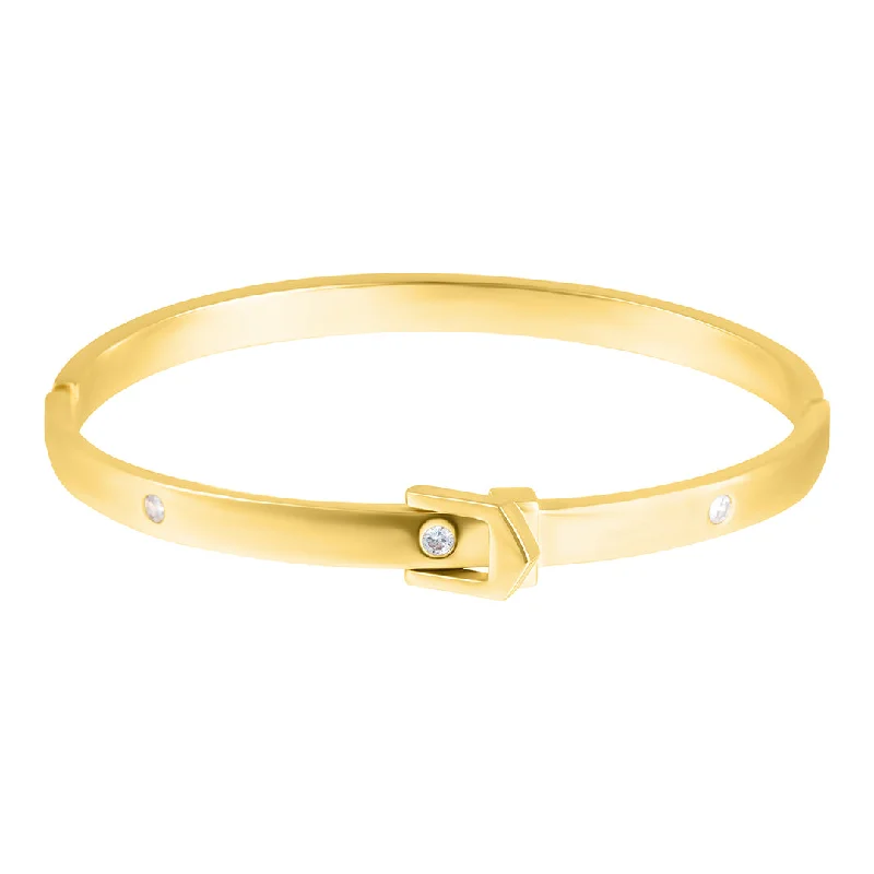 women's bridal bracelets-14k Gold Plated Belt Bangle Bracelet