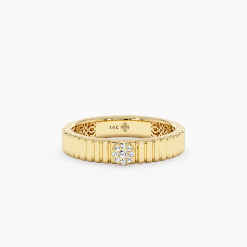 women's unique engagement rings-Ridged Solid Gold Diamond Ring, Georgia