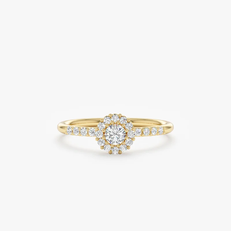 women's vintage engagement rings-Diamond Halo Engagement Ring, Maylah