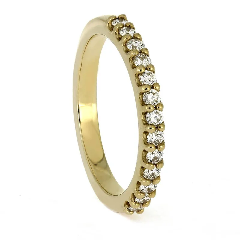 women's gold engagement rings-Half Eternity Wedding Band in 10k Yellow Gold