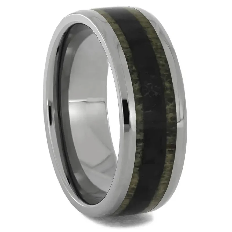 women's ethical engagement rings-Carbon Fiber & Antler Men's Wedding Band