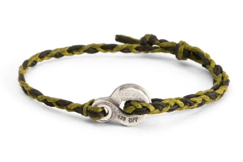 women's hypoallergenic bracelets-#137 - Men’s bracelet Canvas Double Hook green black