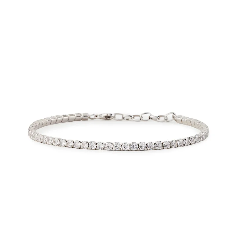 women's summer bracelets-Silver Tennis Chain Bracelet