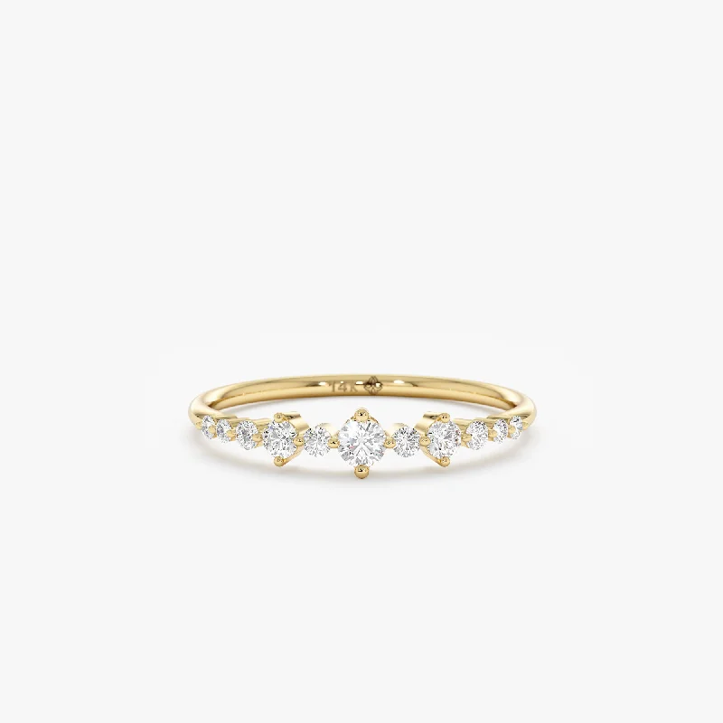 women's wedding set engagement rings-Petite Diamond Ring In Solid Gold, Maia