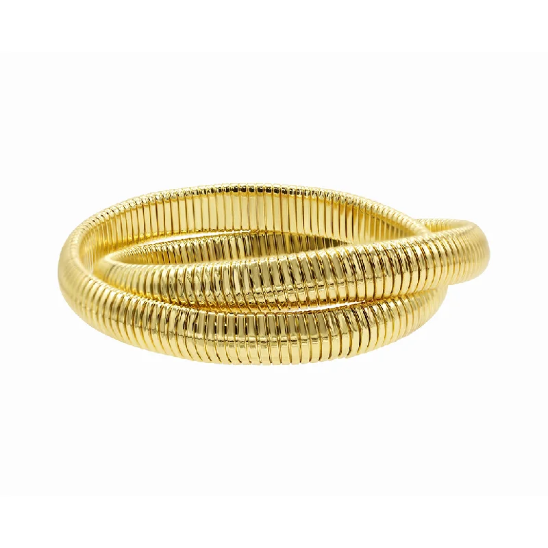 women's two-tone bracelets-14k Gold Plated 2-Layer Omega Chain Bracelet