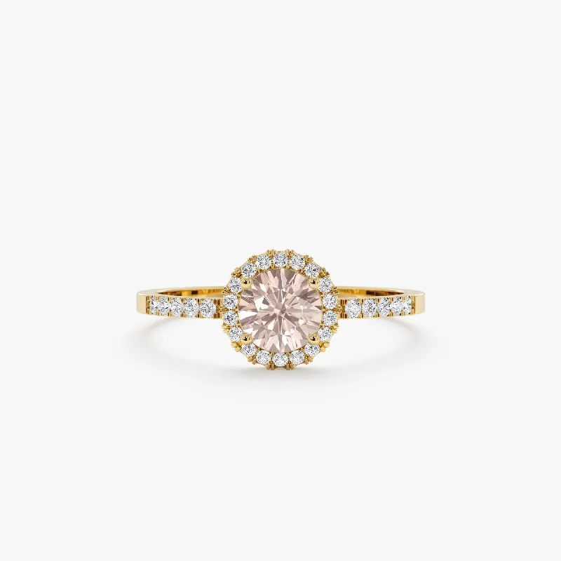 women's customized engagement rings-Diamond & Morganite Engagement Ring, Audrey