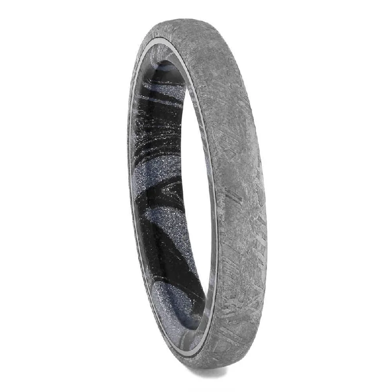 women's pave engagement rings-Meteorite and Mokume Wedding Band for Women