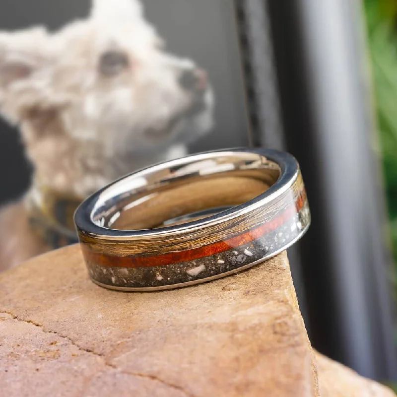 women's elegant pearl rings-Memorial Ring With Ashes, Fur, and Wood