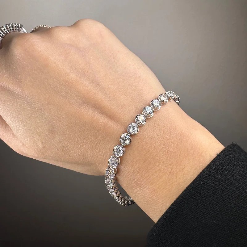 women's friendship bracelets-"Linda" Illusion 12 Carat Platinum Round Cut Diamond Bracelet