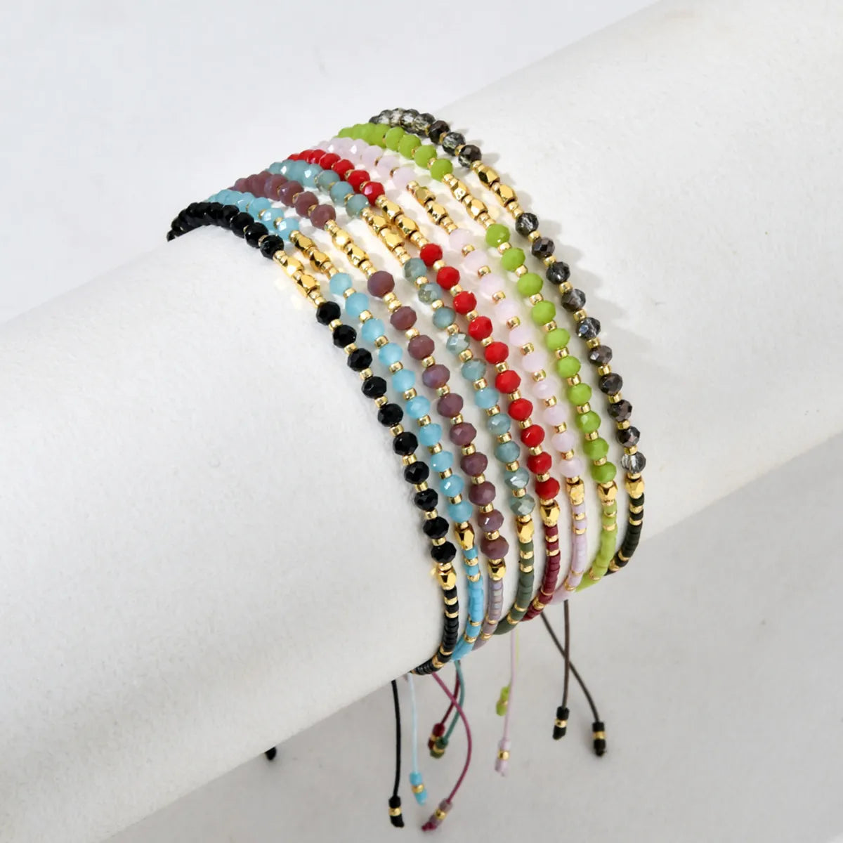 women's ruby bracelets-Bohemian Solid Color Natural Stone Drawstring Bracelets