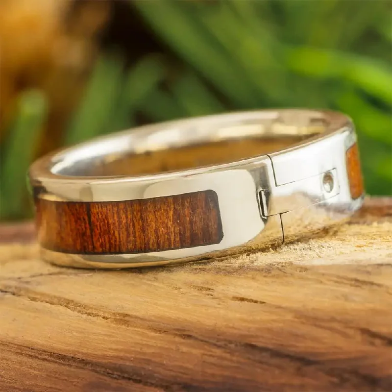 women's classic engagement rings-Adjustable Wedding Band with Dalmata Wood Inlay