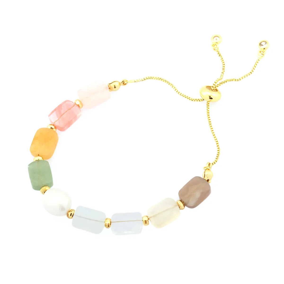 women's celestial bracelets-Bohemian Quadrilateral Artificial Gemstones Copper 18k Gold Plated Bracelets In Bulk