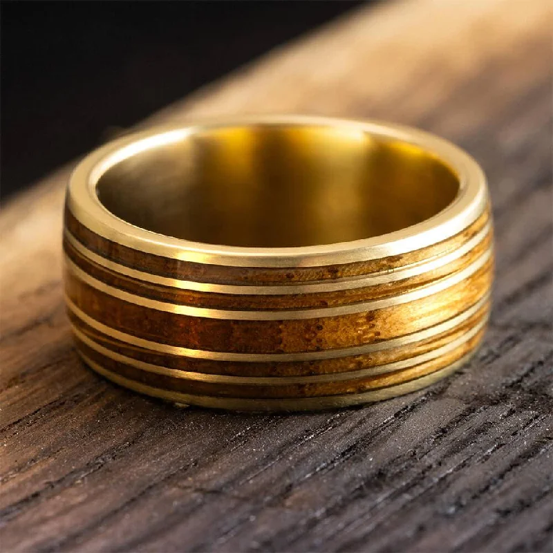 women's celestial engagement rings-Whiskey Barrel Wedding Band in Yellow Gold