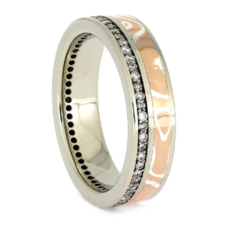 women's unique engagement rings-Copper Silver Mokume Gane Eternity Wedding Band