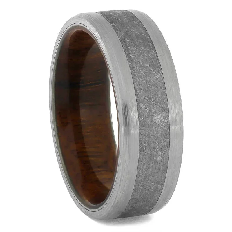 women's baguette engagement rings-Ironwood & Meteorite Wedding Band in Titanium