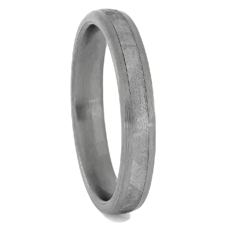 women's modern engagement rings-Men's Meteorite Wedding Band in Titanium