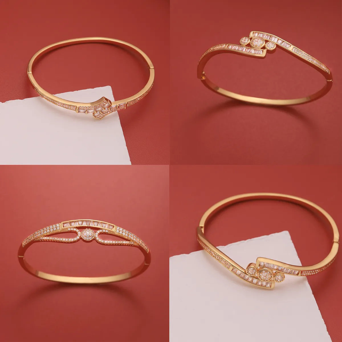 women's minimalist chain bracelets-Ig Style Glam Xuping Solid Color Copper Plating Inlay Zircon 18k Gold Plated Bangle