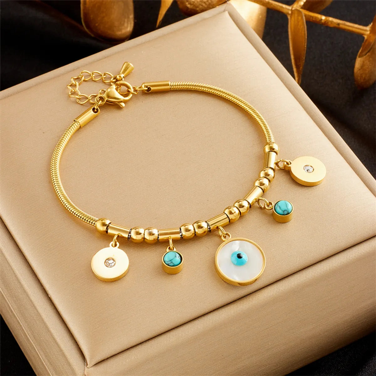 women's sapphire bracelets-Korean Style Eye Titanium Steel Plating 18k Gold Plated Bracelets